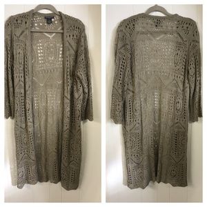 Chelsea & Theodore crocheted duster plus size